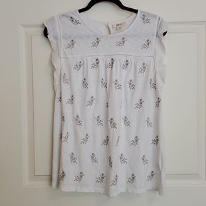 Style & Co White Flutter Sleeve Tank Blouse